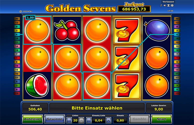 Vorschaubild für den Start des kostenlosen Demospiels des Golden Sevens Online Slots